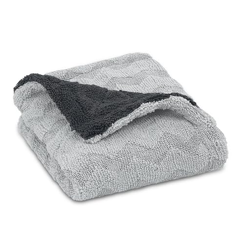 LIVOS Car Drying Towel, Premium Microfiber Towels for Cars, 1000GSM, Edgeless Twisted Loop Design, No Streaks, Scratches, or Water Spot, Absorbent Wash Towel, 18" x 24" (Wave Silver&Grey) - color: Silver-gray, size: 18" x 24"