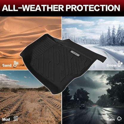 All Weather Floor Mat for 2019-2026 Chevy Silverado/GMC Sierra 1500 Crew Cab 2020-2026 SLV/SRA 2500 3500 HD Crew Cab with Factory Carpeted Storage,TPE Car Mat Full Set 1st & 2nd Row All Weather - size: Chevy, style: 19-26 Chevy Silverado