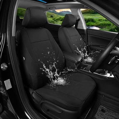 GIANT PANDA Neoprene Full Set Car Seat Covers, Leak-Proof & Waterproof Front&Rear/Back Car Seat Protector Fit 95% Cars Sedans SUV（Black） - color: Black&Black, size: Full Set