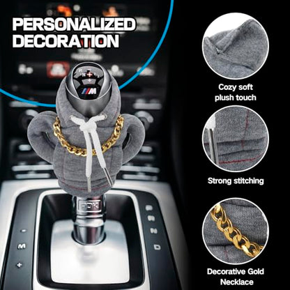 Funny Gear Shift Hoodie Cover, Car Shifter Knob Sweatshirt, Universal Stick Shift Cover for Car Gear Handle - color: Grey