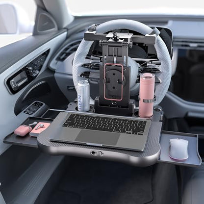 Car Steering Wheel Tray Back Seat Tray,Extension Steering Wheel Desk Car Food Eating Tray Table,Car Laptop Desk with Phone/Tablet/Cup Holder for SUVs,Trucks & Vans - size: 17.7"*25.6"
