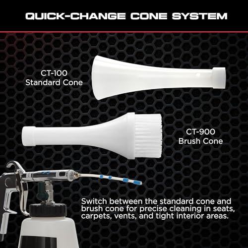 Tornador Z-010 Tool Kit with Orange Enzyme Solution and White Brush Cone CT-900 | High Pressure Air Tool for Interior Surfaces Car Detailing Use - size: Z-010 + Enzyme + Brush Cone