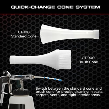 Tornador Z-010 Tool Kit with Orange Enzyme Solution and White Brush Cone CT-900 | High Pressure Air Tool for Interior Surfaces Car Detailing Use - size: Z-010 + Enzyme + Brush Cone