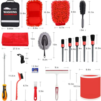 LIANXIN Car Wash Kit Car Wash Cleaning Kit Car Wash Foam Gun Sprayer Microfiber Sponge and Towels Car Foam Gun Tire Brush Collapsible Bucket Car Washing Kit - size: XXL-20