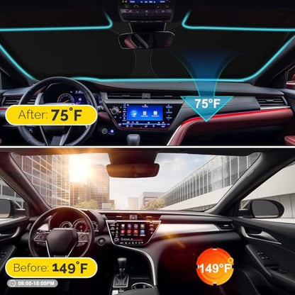 Car Sun Shade for 2019-2024 2025 2026 Dodge Ram 1500 Windshield Sun Shade, Sun Visor Windshield Screen Cover for Ram Front Window Sunshade Foldable Auto Interior Accessories UV Block to Keep Cool - size: For 2019-2026 Dodge Ram 1500