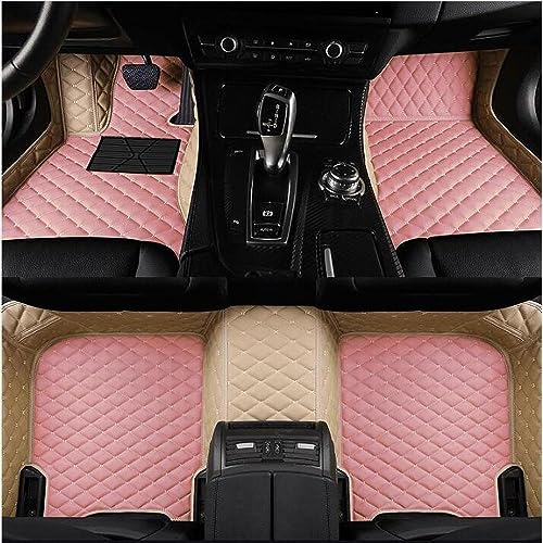 Custom Luxury Leather Car Floor Mats Upgrade Your Car's Interior All-Weather Protection for Cars, SUVs, Trucks Compatible with Automotive Mats (Beige+Pink) - color: Beige+Pink