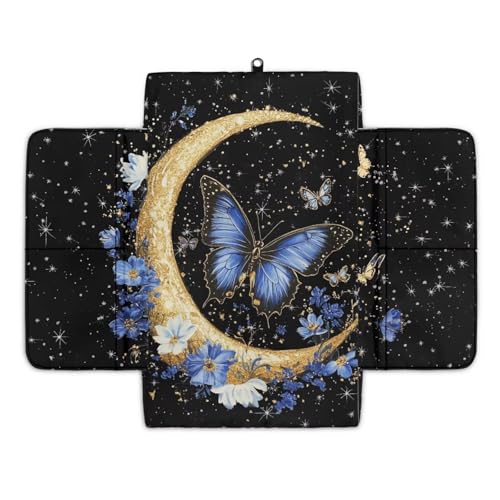 Butterfly Moon Console Cover for for Most Vehicles Armrest Cover 300D Polyester Fabric Arm Rest Pad with Pockets Middle Console Lid for for Most Car Center Consoles - color: Butterfly Moon