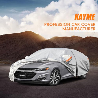 Kayme 6 Layers Car Cover Custom Fit for Chevrolet Chevy Malibu (1997-2025) Waterproof All Weather for Automobiles, Outdoor Full Cover Rain Sun UV Protection.Silver - size: 17. Custom Fit Chevrolet Malibu