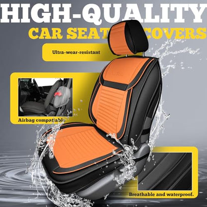 LINGVIDO Car Seat Covers, Breathable and Waterproof Faux Leather Automotive Seat Covers for Cars SUV Truck Sedan,Universal Anti-Slip Seat Cover with Backrest (Front Seat, Brown & Black) - color: Brown-Black, size: Front