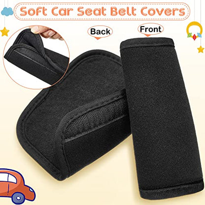 Riakrum 6 Pieces Car Seat Strap Pads Covers for Baby Kids, Carseat Strap Covers Shoulder Pads, Soft Seat Belt Cover for Infant Stroller Safety Belt Cushion for Boy and Girl, 2.4 x 5.7 Inches(Black) - color: Black
