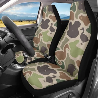 Duck Camo Car Seat Covers 2 Pcs Automobile Front Seat Covers Breathable Protection Interior Accessories Anti-Slip Back Fabric Compatible with Most Cars,SUV,Sedan - color: Duck Camo Print