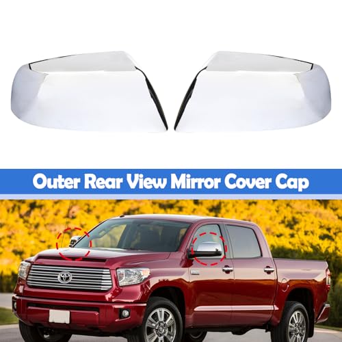 Osompar Chrome Outer Rear View Mirror Cover Cap Front Driver Passeger Side for Toyota Tundra 2007-2021 Toyota Sequoia - color: Chrome