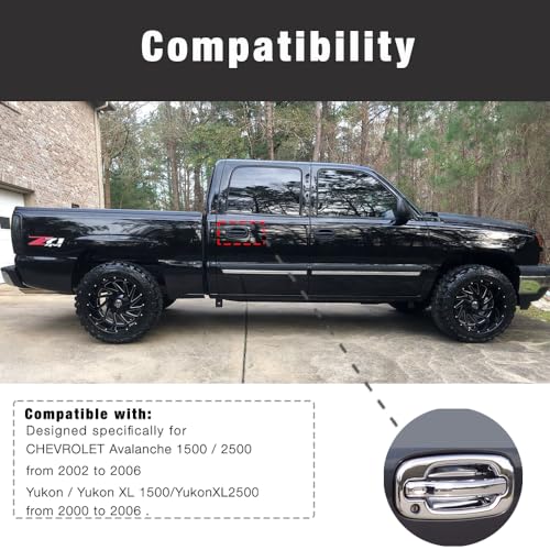 SEGADEN Chrome Plated Door Handle Cover Compatible with Chevrolet Avalanche Silverado Suburban Tahoe GMC Sierra Yukon (4 Doors Handle only) XG7654