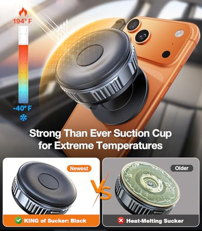 VICSEED Ultimate for Magsafe Car Mount [98+LBS Strongest Suction] 360° Vacuum Magnetic Phone Holders for Your Car Metal Arm Foldable Cellphone Mount for iPhone 17 16 15 14 13 12 Pro Max Air Android