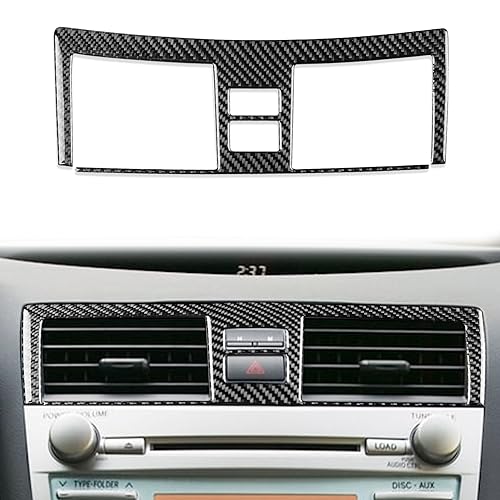 1pc Interior Instrument Middle Air Vent Cover Frame Trim Decor Carbon Fiber Compatible with Toyota Camry 2007 2008 2009 2010 2011 - color: Black 3