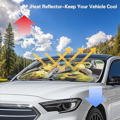 AFPANQZ 3D Sea Turtle Design Car Windshield Sun Shades Sunshades Rectangle UV Protection Foldable Sun Blocks Universal Fit for Auto Car Vans 28.5"x25.5" - color: 3D Sea Turtle Design