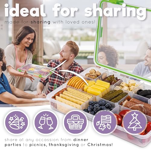Create-ables Snackle Box Container Reel Bites BPA-Free Snack Container for Travel, 13-Compartment Snackle Box with Adjustable Dividers, Dishwasher Safe – 10.5 inch - size: 10.5 inch