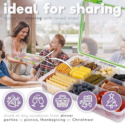 Create-ables Snackle Box Container Reel Bites BPA-Free Snack Container for Travel, 13-Compartment Snackle Box with Adjustable Dividers, Dishwasher Safe – 10.5 inch - size: 10.5 inch