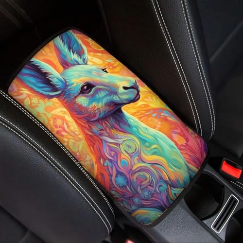Modysero Cool Print Dustyproof Univerasl Fit and Soft Car Armrest Pad Aesthetics Cute Kangaroo Armrest Cover Interior Decoration for Cars Truck SUV Sedan - color: aesthetics cute kangaroo