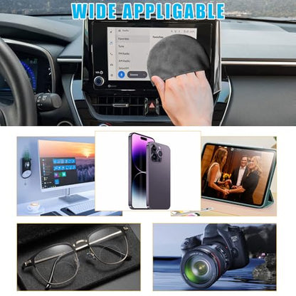 Ohleats Car Screen Cleaner, Microfiber Auto Screen Cleaning Pad, Foldable Touch Screen Cleaner Cloth for Vehicle Dashboard LCD Display, Interior Car Accessories (Square+Round) - color: Square+Round,2Pcs