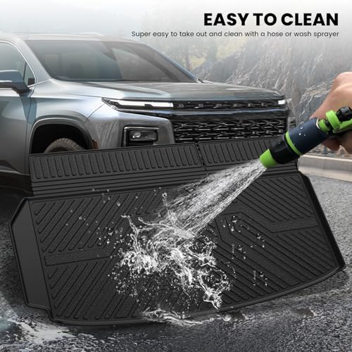 LASFIT Trunk Mat with Backrest Mat for Chevrolet Chevy Traverse 2024-2026 & GMC Acadia 2024-2026 & Buick Enclave 2025-2026, All Weather TPE Custom Fit Cargo Mat Trunk Liner with Backrest Mat, Black - size: Cargo Liner for Traverse/Acadia/Enclave 2024-2026