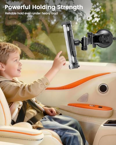 OHLPRO Tablet Holder for Car Dashboard & Windshield, Long Arm Suction Cup Tablet Mount Fits 5-17" iPad Pro/Air/Mini, Stable iPad Car Mount for Truck/SUV/Semi, Ideal Tech Gift for Drivers & Traveler - size: for 5-17'' Device