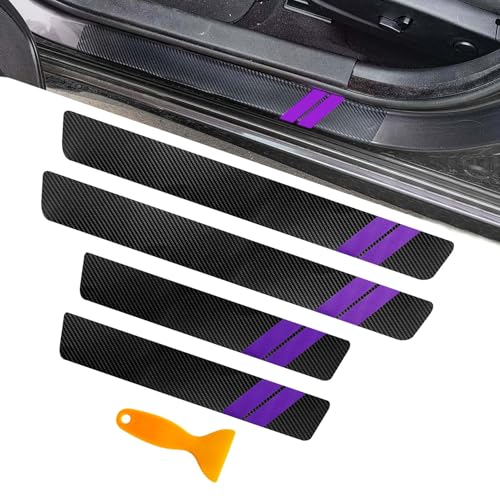 4PCS Car Door Sill Protector, Car Door Edge Guards, Carbon Fiber Auto Door Entry Edge Guard Sill Protection Sticker, Anti-Scratch Threshold Cover Strips for Most Vehicles (Purple, 4PCS) - color: Purple, size: 4PCS