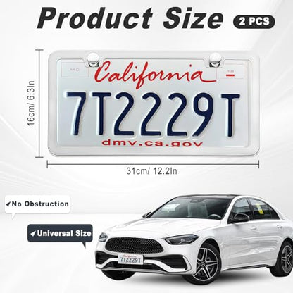 2 Pack Silver License Plate Frame, Metal License Plate Frame with 2-Hole, Universal Solid Stainless Steel Holder, Includes Screws for Men & Women - color: Silver