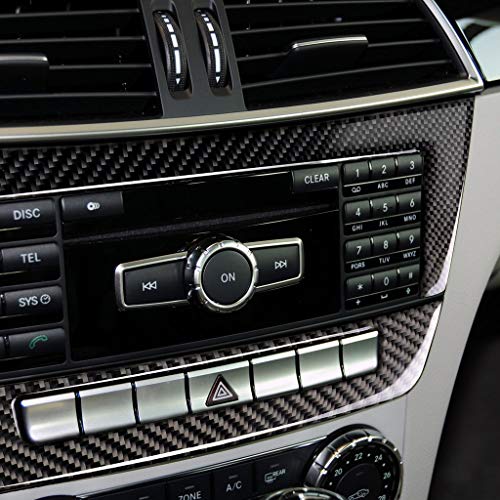 NVCNX Carbon Fiber Compatible with Mercedes-Benz C-Class W204 C250 C300 C350 C63 AMG 2012 2013 2014 Sedan / 2012-2015 Coupe Accessories Car Dash CD Radio Panel Cover Sticker Decal Interior Trim A 2PCs - color: Dash Infotainment System Panel Trim A - for 2