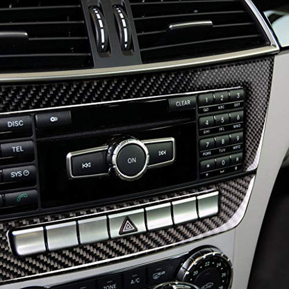 NVCNX Carbon Fiber Compatible with Mercedes-Benz C-Class W204 C250 C300 C350 C63 AMG 2012 2013 2014 Sedan / 2012-2015 Coupe Accessories Car Dash CD Radio Panel Cover Sticker Decal Interior Trim A 2PCs - color: Dash Infotainment System Panel Trim A - for 2