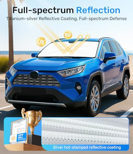 Zanch Upgrade Windshield Sun Shade, Custom Fit for Toyota RAV4 2019-2025 [Titanium-Silver Reflective Coating] Blocks 99% UV & Heat, Sunshade Umbrella for RAV4 2019 2020 2021 2022 2023 2024 2025 - size: For Toyota RAV4 (2019-2025)