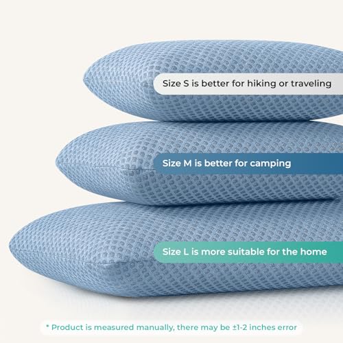 Travel Pillow Memory Foam Pillows, Camping Pillow-Compressible Medium Firm, Breathable Cover, Ideal Backpacking Hiking, Bed Pillows, Airplane and Car (Blue, S) - color: Blue, size: S-15.7*9.8in