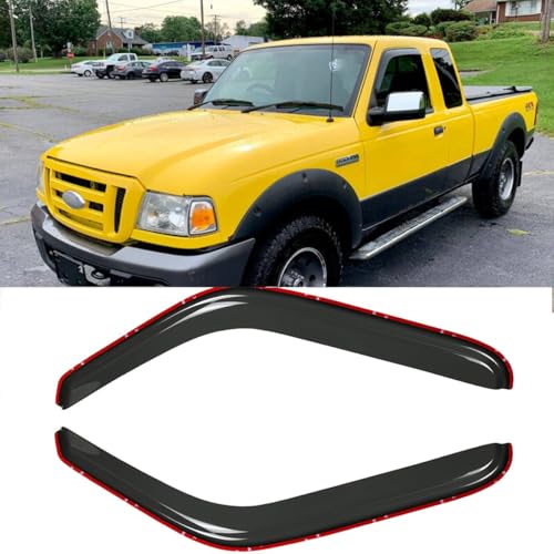 2pcs Original Shatterproof Rainproof in Channel Style Sun Rain Guard Durable Side Window Wind Deflectors Dark Smoke Nice Looking Vent Window Visors Compatible with Ford 1993-2011 Ranger 92083 - size: for 1993-2011 Ranger 2pcs