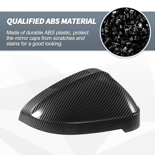 X AUTOHAUX Pair Car Rear View Driver Passenger Side Mirror Cover Cap Replacement Black Carbon Fiber for Audi A4 A5 S4 S5 RS5 Mirror Guard Covers Exterior Decoration Trims