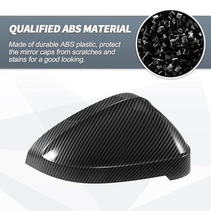X AUTOHAUX Pair Car Rear View Driver Passenger Side Mirror Cover Cap Replacement Black Carbon Fiber for Audi A4 A5 S4 S5 RS5 Mirror Guard Covers Exterior Decoration Trims