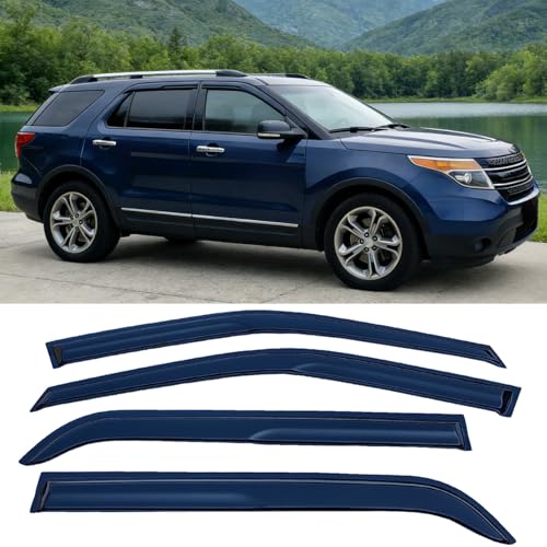 Tape On Window Visors Rain Guards for 2011-2019 Ford Explorer,Window Vent Wind Shades Deflectors Shield for 11-19 Explorer,Car Accessories 94293 4-Pieces Set - size: 2011-2019 Explorer