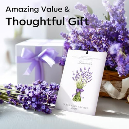 MYARO 12 Pack Lavender Scented Sachets | Odor Eliminator & Air Freshener for Drawer, Closet, Car, Shoes, Gym Bag, Suitcase | Home Fragrance Gift Set - color: Lavender