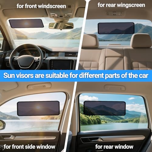 ZATOOTO Static Cling Car Sun Shade for Side Window & Windshield, 4 Pack Expandable Window Shade Sun Blocker Car Windshield Sunshade｜Reinforced Frame｜Anti-Glare｜(2 Pack, 9.84*7 in & 2 Pack, 15.7*7 in) - size: 4 Pack (2 x 9.84 x 7 in, 2 x 15.7 x 7 in)