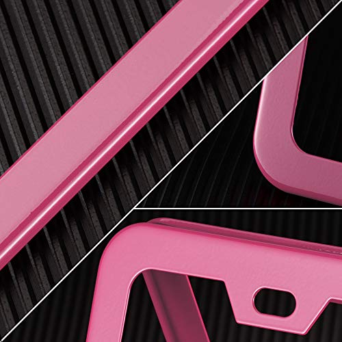Pink License Plate Frame, Metal Thin Stainless Steel with 2 Holes Screw Cap, 2 Pack (Pink (Women's Favorite)) - color: Pink (Women's Favorite)
