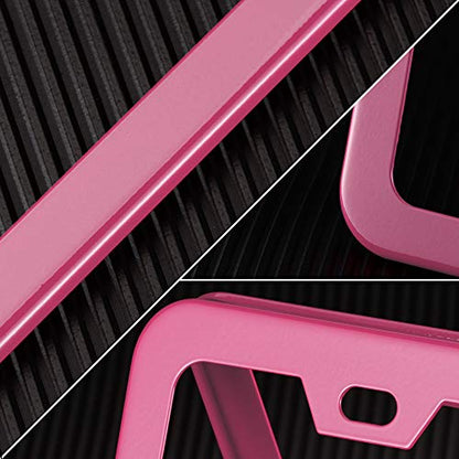 Pink License Plate Frame, Metal Thin Stainless Steel with 2 Holes Screw Cap, 2 Pack (Pink (Women's Favorite)) - color: Pink (Women's Favorite)