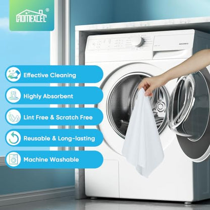 HOMEXCEL White Microfiber Cleaning Cloth, 24 Pack Cleaning Towels for Kitchen, Lint Free, Scratch-Free, Highly Absorbent, and Reusable Cleaning Rags for House, Window and Glass, Cars, 11.5 X11.5 inch - color: White