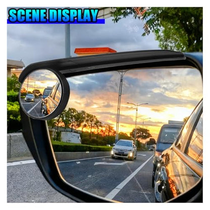 YoRise 2PCS 2-in-1 Car Blind Spot Mirrors with Rain Guard, 360° Adjustable Carbon Fiber Automotive Side Rear View Mirror, Universal Exterior Reversing Accessories for SUV Truck (Black)