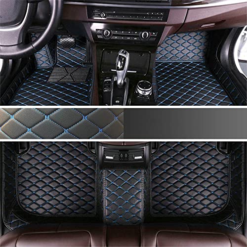 Custom Personalized Floor Mats for Cars - Luxury Full Coverage All Weather Mats, Anti-Slip Leather Mat Set, Fit for 99% of Cars, SUVs & Trucks (Black Blue, A-Diamond) - color: Black with Blue, size: A-Diamond