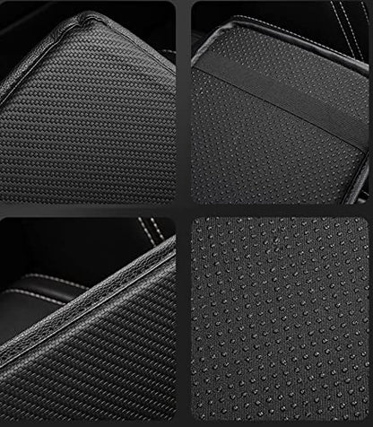 Auto Center Console Pad PU Leather Car Armrest Seat Box Cover Protector Universal Fit - color: A-Black&Carbon