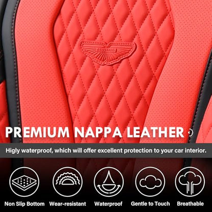 Coverado Car Seat Covers, Seat Covers Full Set, Red Car Seat Cover, Auto Seat Covers Front Seats Rear Seat Cover, Luxury Car Seat Cushion,Leather Seat Cover Seat Protector Universal Fit Most Cars - color: Red/Black, size: FullSet