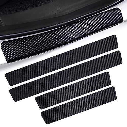 Outer Door Sill Protectors for Toyota RAV4 2016-2019, 4-Piece Set Anti-Scratch Scuff Plates, Matte Carbon Fiber Texture, Full-Coverage Crown Adhesive No Edge Lifting, Paint-Safe Removable Entry Guards - size: 2020-2024External Door sill Protector