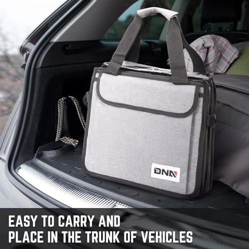 DNA Motoring Trunk Organizer for Car, 90L Large Capacity Foldable Trunk Organizer, Multi Compartment Car Trunk Organizer for Women Men, Grey, TOOLS-00421 - style: 3 Compartments 6 pockets