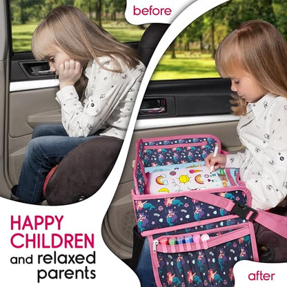 Kids Travel Tray - Waterproof Lap Table with No-Drop Large Tablet Holder - Car Seat Tray - Road Trip Essentials Kids - Car Desk Organizer for Airplane - Toddler Travel Essentials(MERMAID) - color: MERMAID