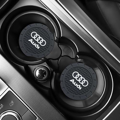 Car Cup Holder Coaster Compatible with Audi A3 RS3 A4 A5 A6 A7 RS7 A8 Q3 Q5 Q7 R8 Recessed Silicone Cupholder Coaster Interior Accessories 2.75in 2Pack - color: Black-06