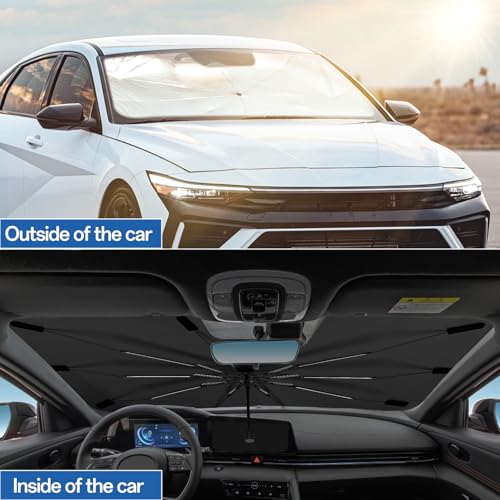 2026 Windshield Sun Shade Umbrella, Foldable Car Umbrella Sunshade with UV Block Car Front Window (Heat Insulation Protection) for Auto Windshield Covers Blackout Trucks Cars (Large) - size: Large